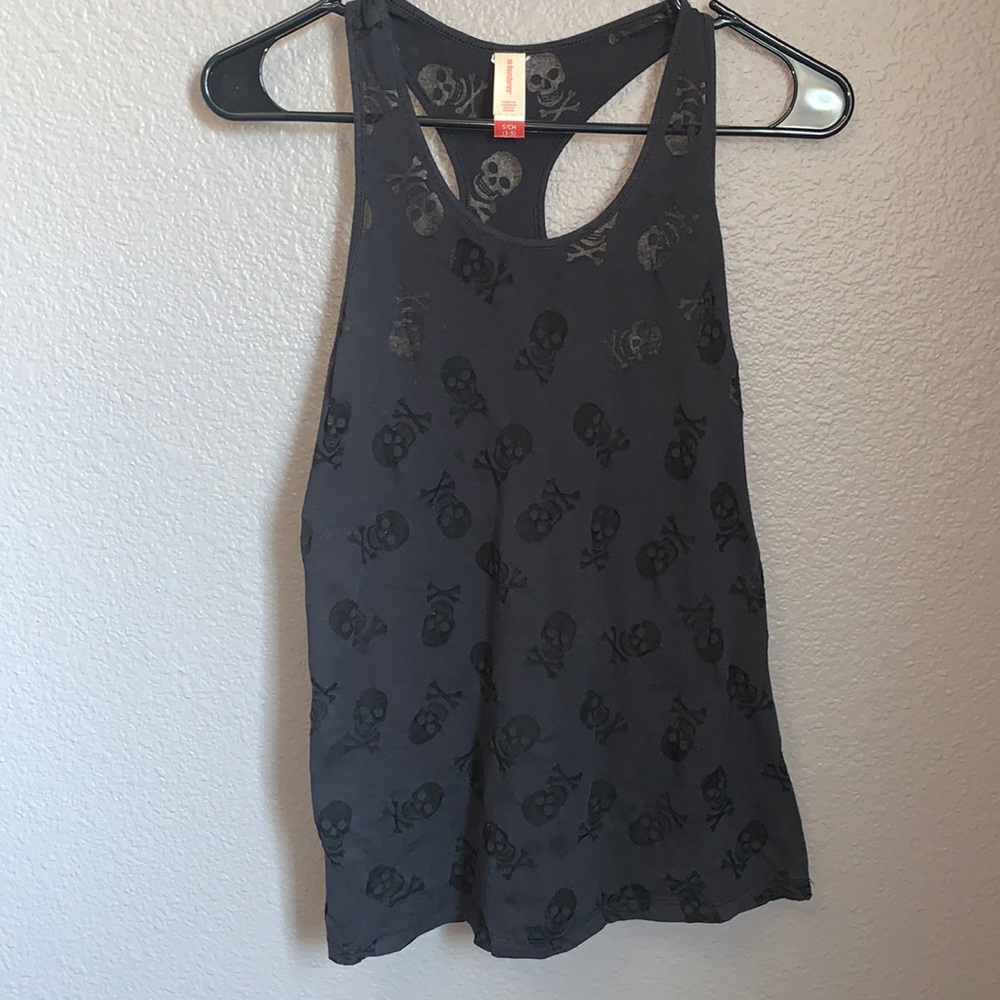 💀 see-through skull black tank top